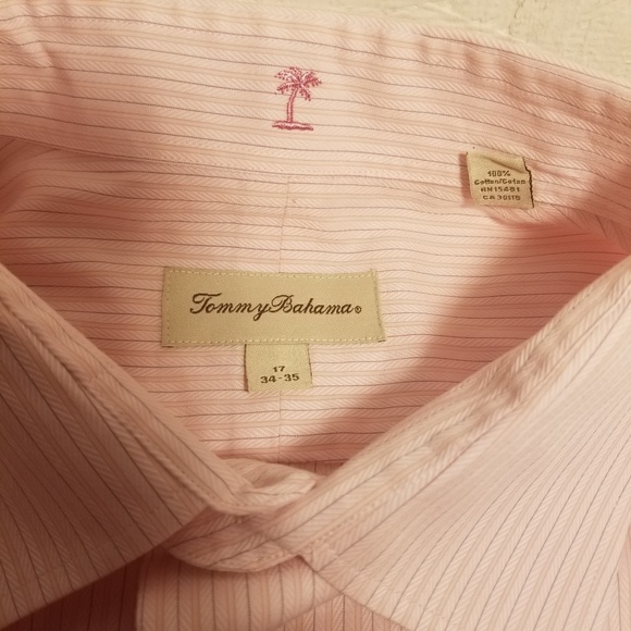 Tommy Bahama Pink Striped Mens Shirt Size 17 34-35 - Picture 3 of 8